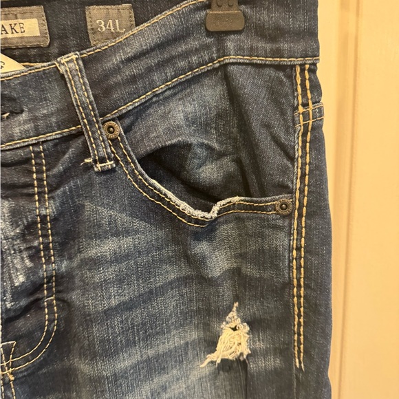 Mens BKE Denim Distressed Straight Leg Blue Jeans Size 34L - Picture 9 of 15